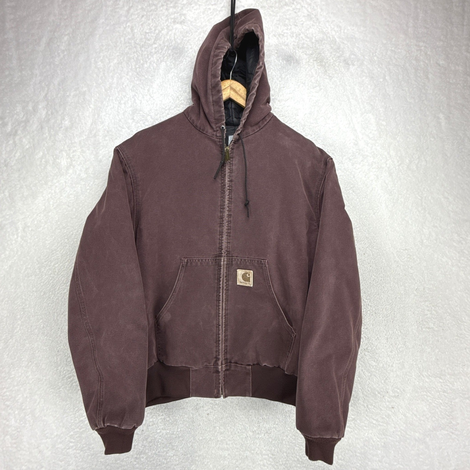 Carhartt Active Quilt Lined Jacket Mens Large J06 Brg Burgundy Faded